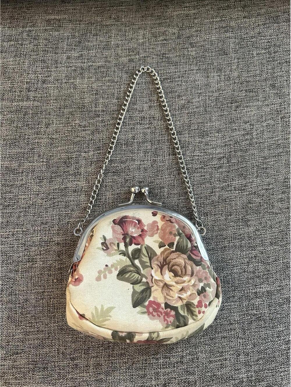 Vintage Floral Coin Purse Clutch Bag Kiss Lock Change Purse Wallet For Women